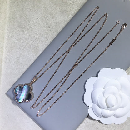 [Regal Gem]CLOVER 25MM GOLD DARK MOP BIG CLOVER NECKLACE