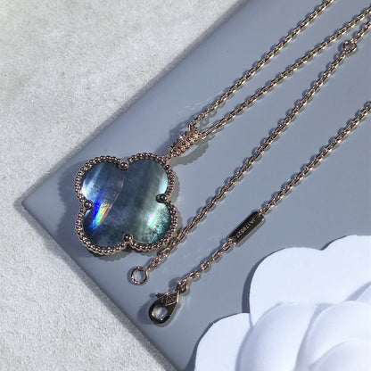[Regal Gem]CLOVER 25MM GOLD DARK MOP BIG CLOVER NECKLACE