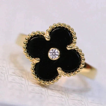 [Regal Gem]CLOVER ONYX RING GOLD DIAMOND
