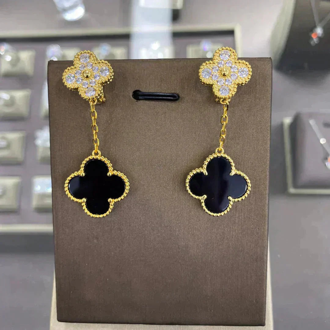 [Regal Gem]CLOVER  2 MOTIFS  DIAMOND  EARRINGS (MULTIPLE CHOICESç´