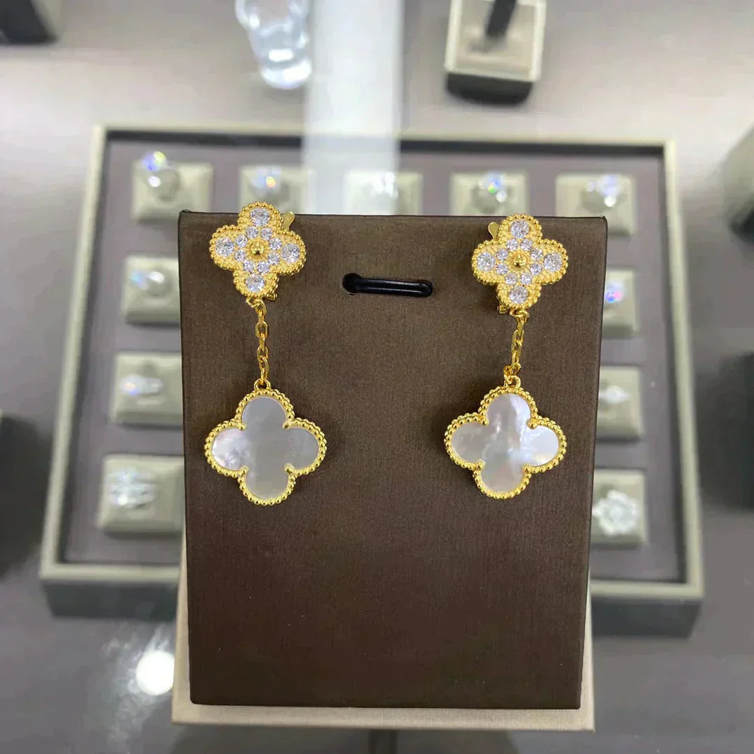 [Regal Gem]CLOVER  2 MOTIFS  DIAMOND  EARRINGS (MULTIPLE CHOICESç´