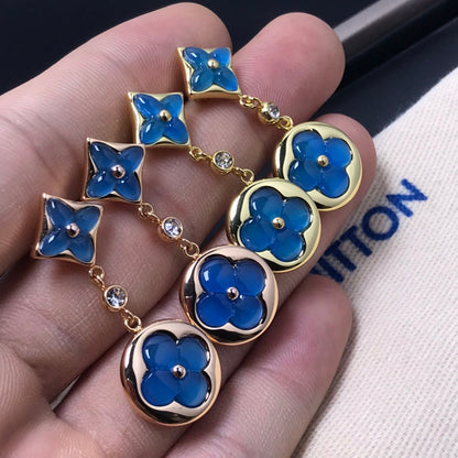 [Regal Gem]STAR AND SUN AGATE DIAMOND EARRINGS