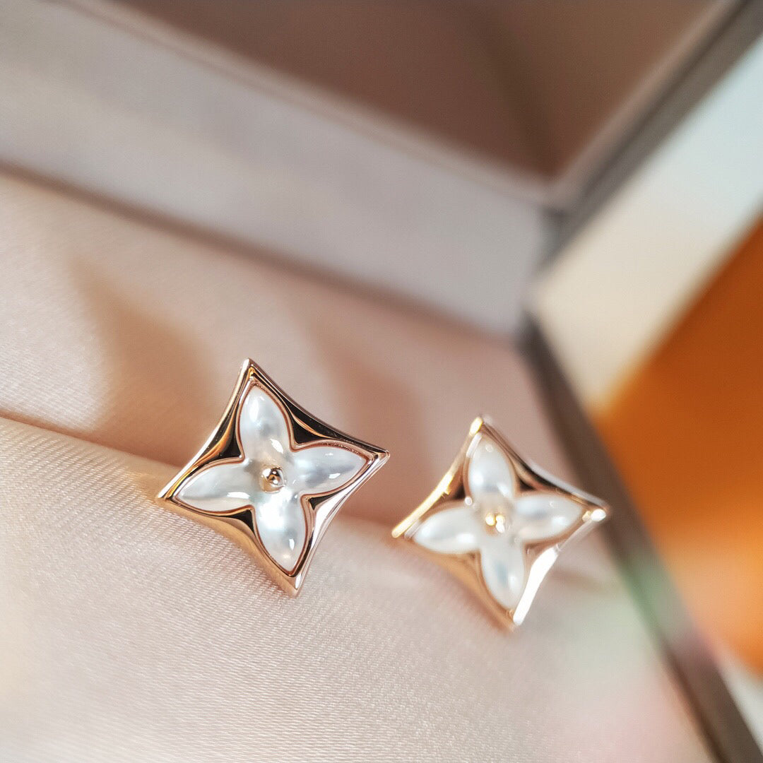 [Regal Gem]STAR MOP PINK GOLD EARRINGS