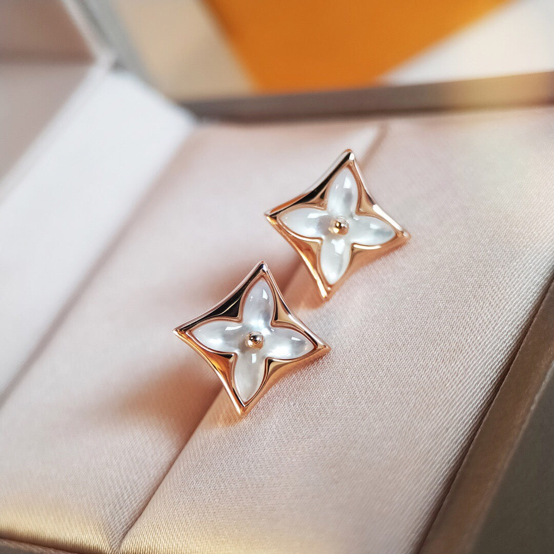 [Regal Gem]STAR MOP PINK GOLD EARRINGS
