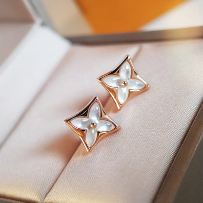 [Regal Gem]STAR MOP PINK GOLD EARRINGS