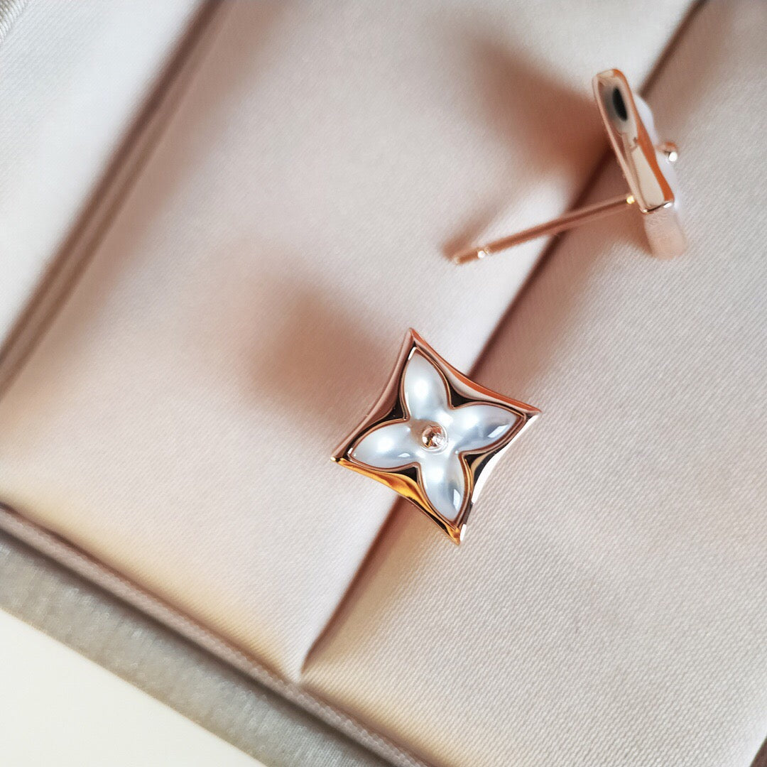 [Regal Gem]STAR MOP PINK GOLD EARRINGS