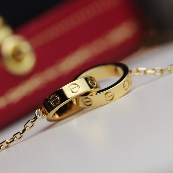 [Regal Gem]LOVE NECKLACE DOUBLE RING GOLD