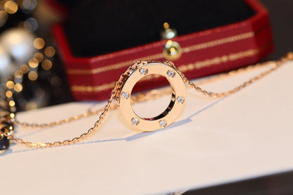 [Regal Gem]LOVE NECKLACE 16MM 6 DIAMONDS PINK GOLD