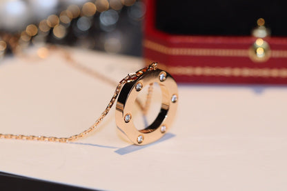 [Regal Gem]LOVE NECKLACE 16MM 6 DIAMONDS PINK GOLD