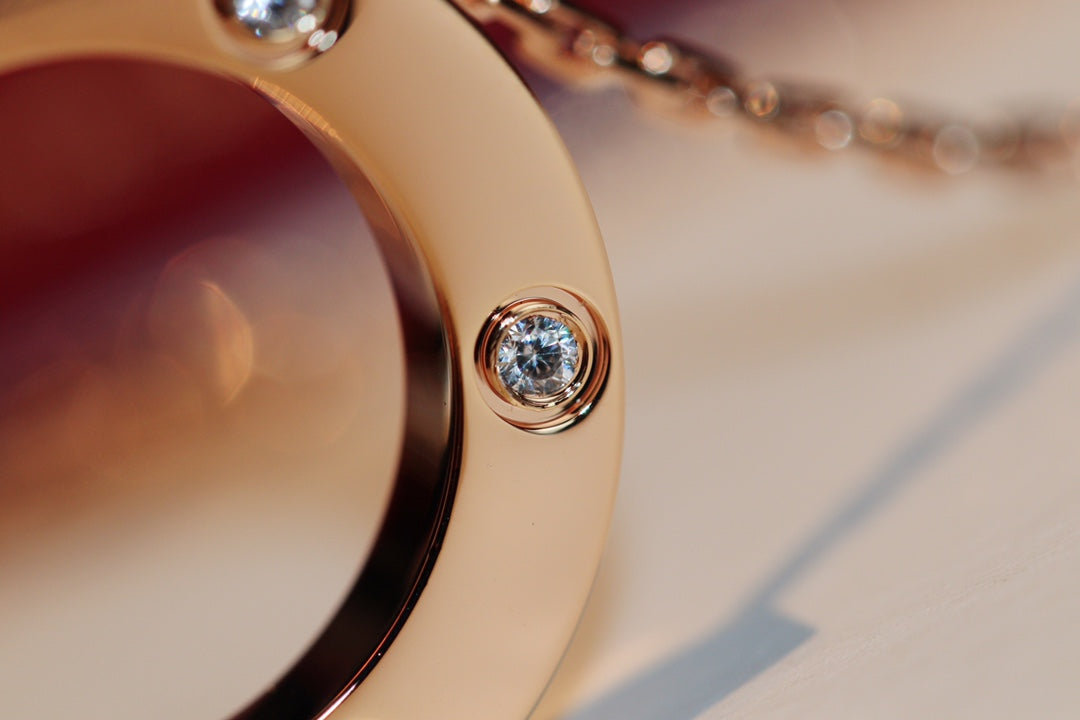 [Regal Gem]LOVE NECKLACE 16MM 6 DIAMONDS PINK GOLD