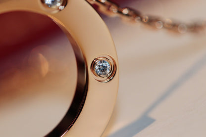 [Regal Gem]LOVE NECKLACE 16MM 6 DIAMONDS PINK GOLD