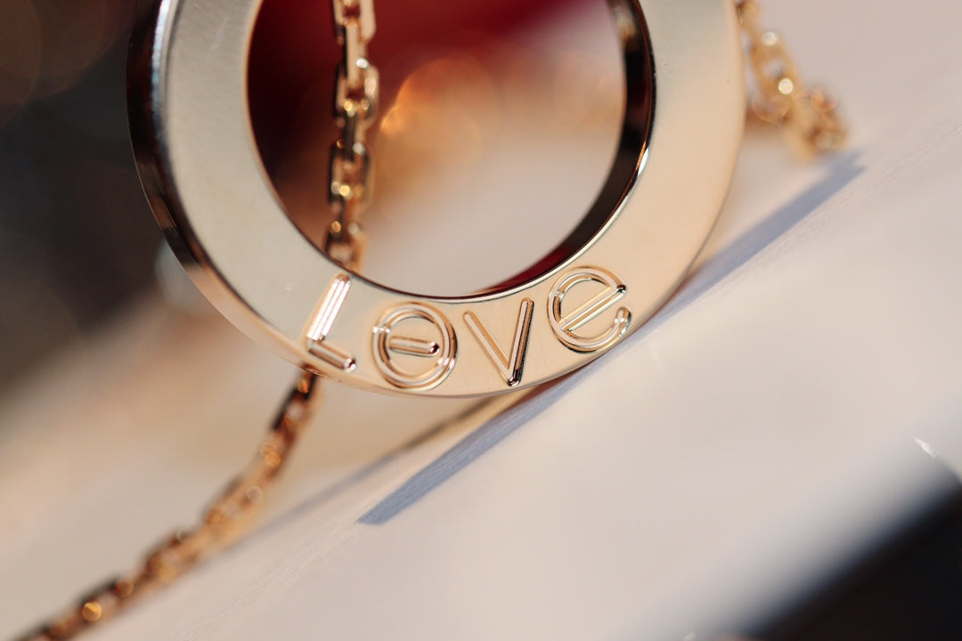 [Regal Gem]LOVE NECKLACE 16MM 6 DIAMONDS PINK GOLD