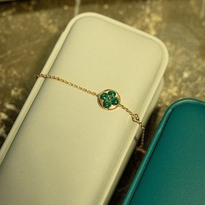 [Regal Gem]SUN MALACHITE 1 DIAMOND PINK GOLD BRACELET