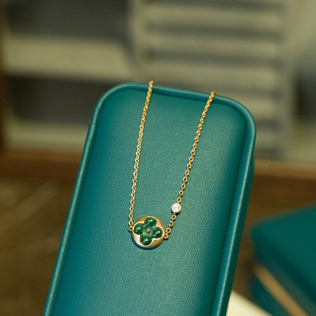 [Regal Gem]SUN MALACHITE 1 DIAMOND PINK GOLD BRACELET