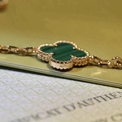 [Regal Gem] CLOVER 5 MOTIF MALACHITE BRACELET COLLECTION