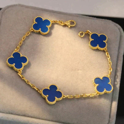 [Regal Gem] CLOVER 5 MOTIF BLUE AGATE BRACELET COLLECTION