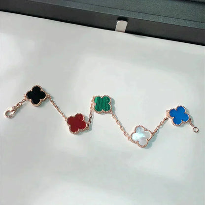 [Regal Gem]CLOVER 5 MOTIFS MULTICOLOR BRACELET