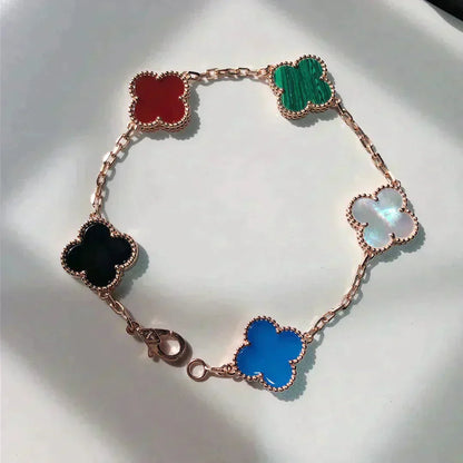 [Regal Gem]CLOVER 5 MOTIFS MULTICOLOR BRACELET