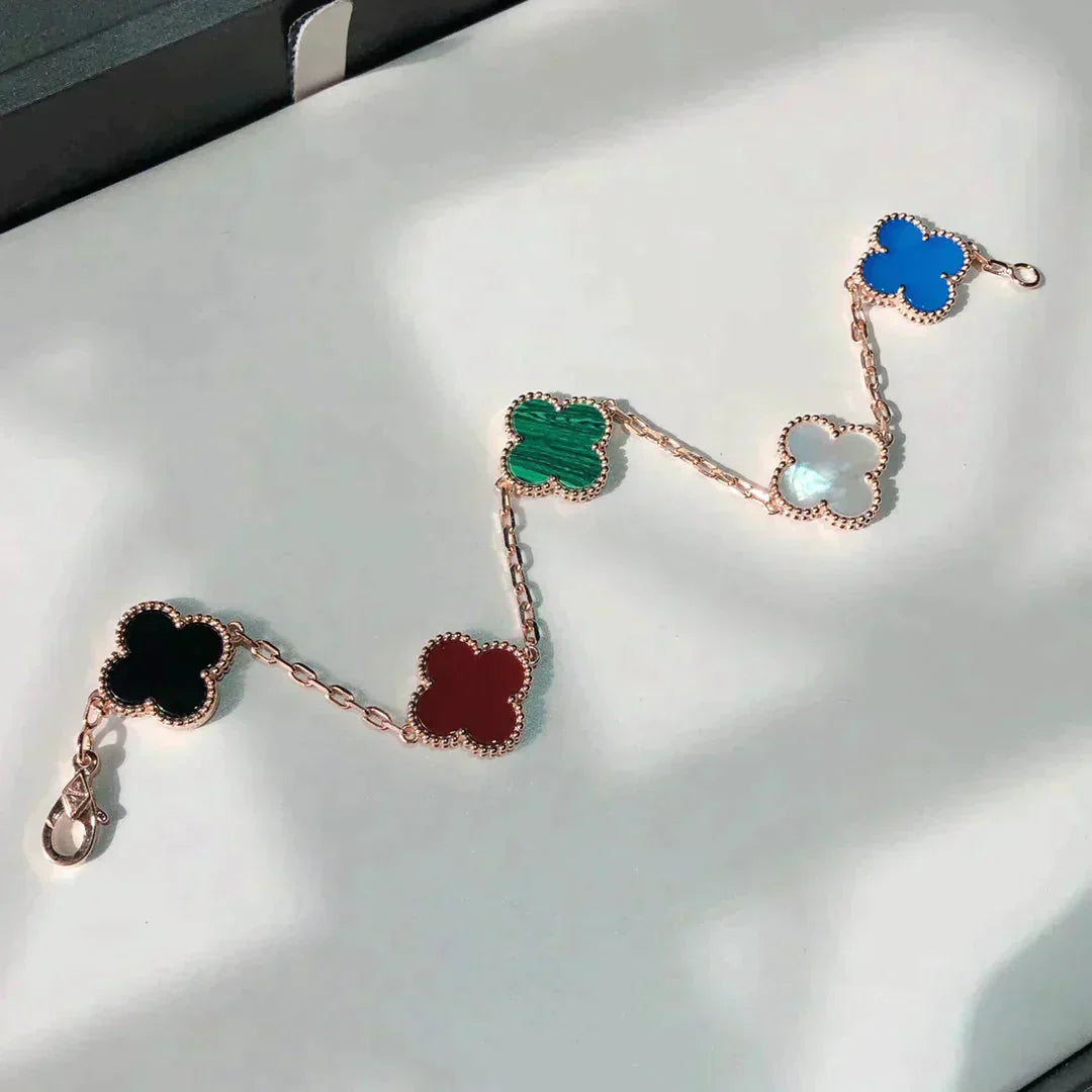 [Regal Gem]CLOVER 5 MOTIFS MULTICOLOR BRACELET