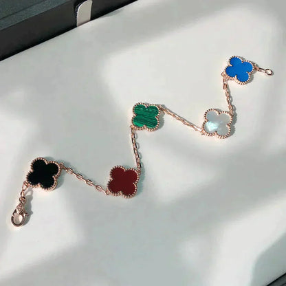 [Regal Gem]CLOVER 5 MOTIFS MULTICOLOR BRACELET