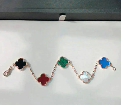 [Regal Gem]CLOVER 5 MOTIFS MULTICOLOR BRACELET