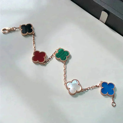[Regal Gem]CLOVER 5 MOTIFS MULTICOLOR BRACELET