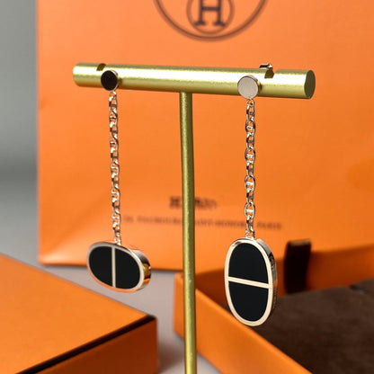[Regal Gem]CHAINE VERSO BLACK CERAMIC EARRINGS