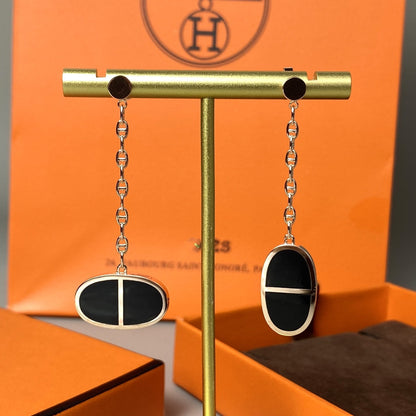 [Regal Gem]CHAINE VERSO BLACK CERAMIC EARRINGS