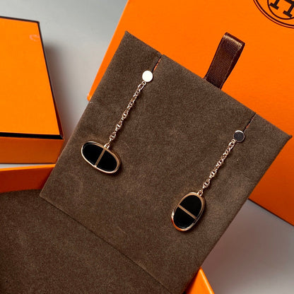 [Regal Gem]CHAINE VERSO BLACK CERAMIC EARRINGS