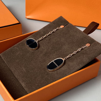 [Regal Gem]CHAINE VERSO BLACK CERAMIC EARRINGS