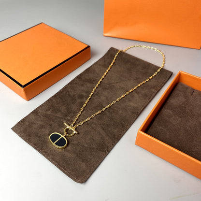 [Regal Gem]CHAINE VERSO BLACK CERAMIC NECKLACE
