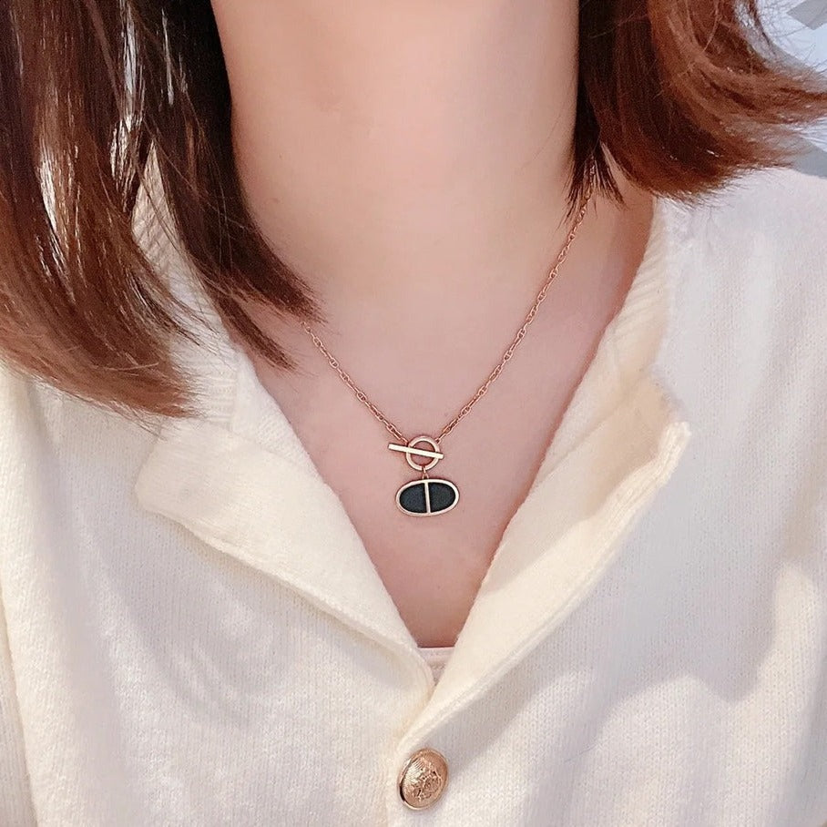[Regal Gem]CHAINE VERSO BLACK CERAMIC NECKLACE