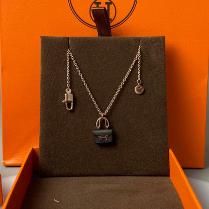 [Regal Gem]CONSTANCE BLACK PEDANT PINK GOLD NECKLACE