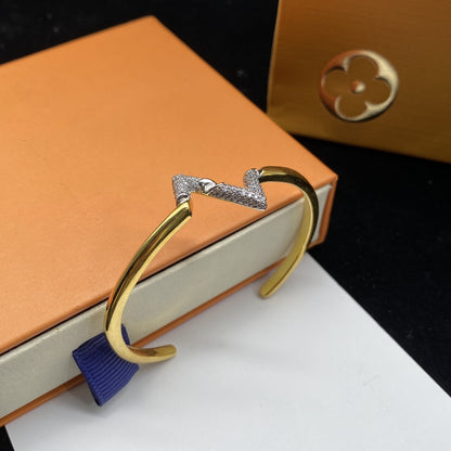 [Regal Gem]VOLTE UPSITE DOWN DIAMOND GOLD OPEN BRACELET