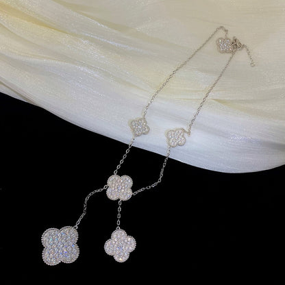 [Regal Gem]CLOVER 5 MOTIFS SILVER DIAMONDS NECKLACE