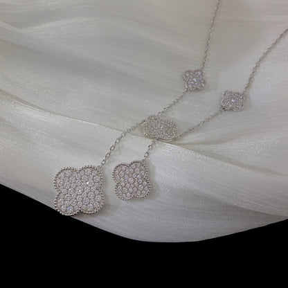 [Regal Gem]CLOVER 5 MOTIFS SILVER DIAMONDS NECKLACE