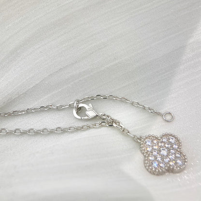 [Regal Gem]CLOVER 5 MOTIFS SILVER DIAMONDS NECKLACE