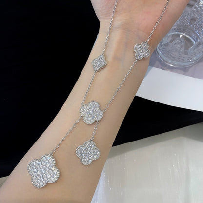 [Regal Gem]CLOVER 5 MOTIFS SILVER DIAMONDS NECKLACE