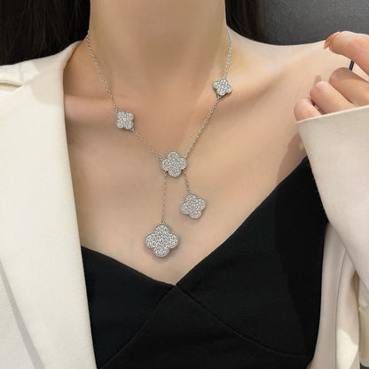 [Regal Gem]CLOVER 5 MOTIFS SILVER DIAMONDS NECKLACE