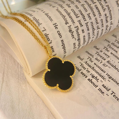 [Regal Gem]CLOVER 25MM NECKLACE GOLD ONYX