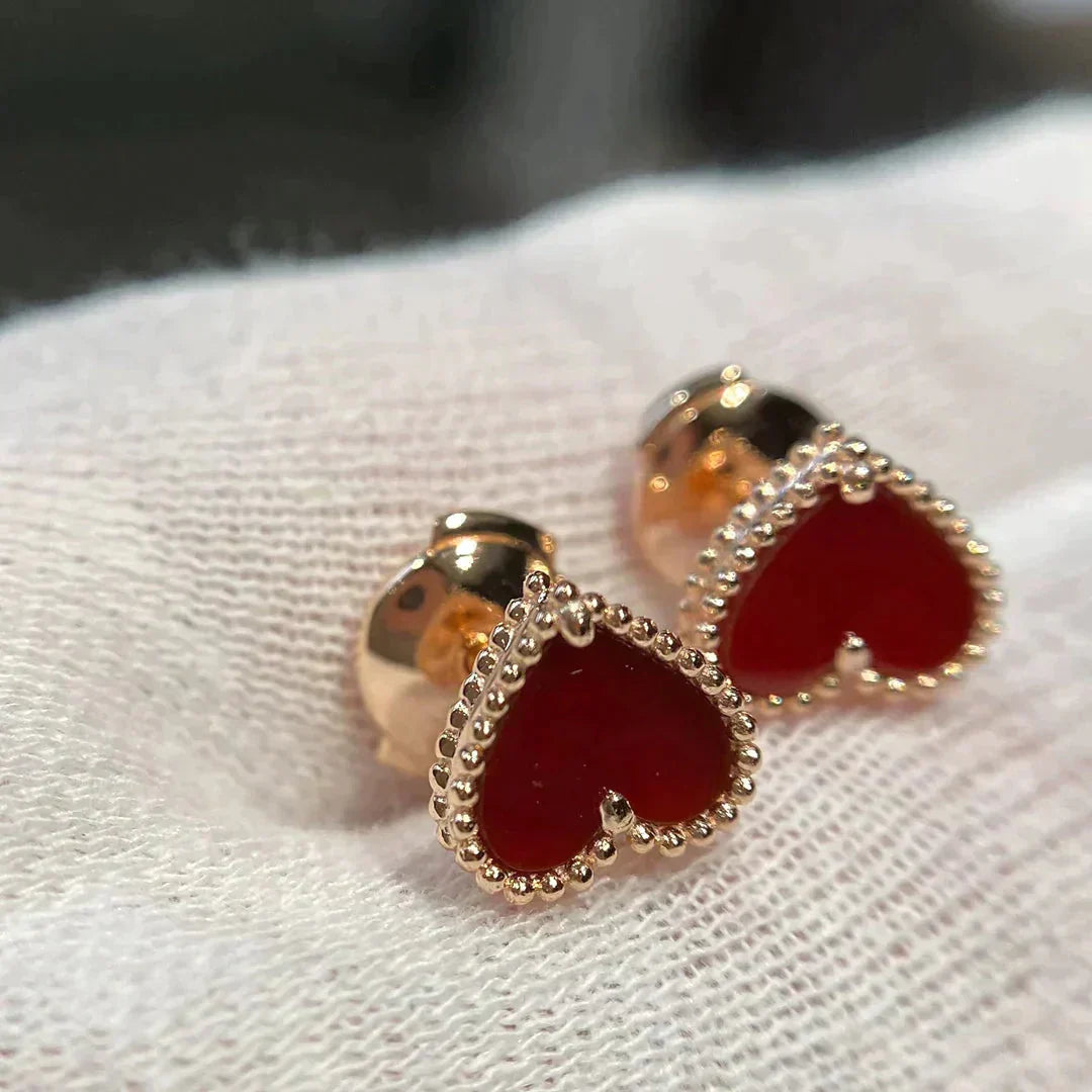 [Regal Gem]HEART CARNELIAN STUD EARRINGS