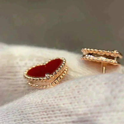 [Regal Gem]HEART CARNELIAN STUD EARRINGS