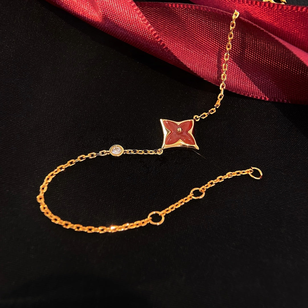 [Regal Gem]COLOR STAR CARNELIAN PINK GOLD DIAMOND BRACELET