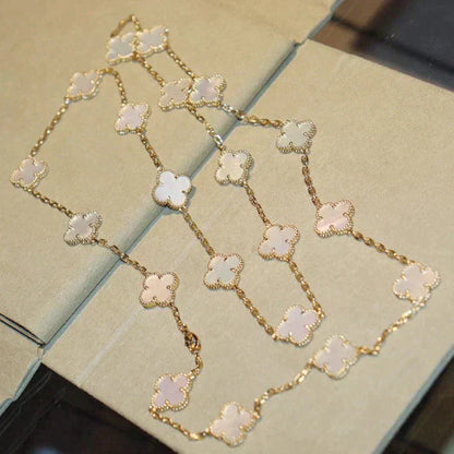 [Regal Gem]CLOVER 20 MOTIFS WHITE MOP NECKLACE