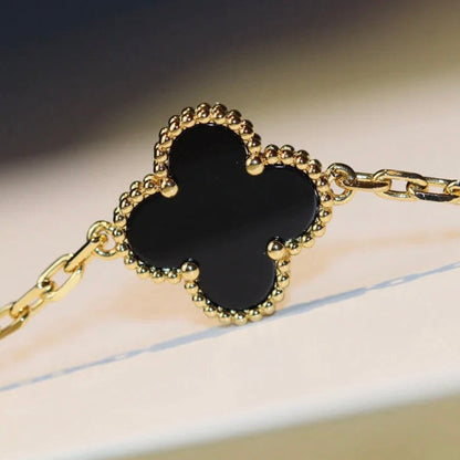 [Regal Gem]CLOVER 20 MOTIFS ONYX NECKLACE