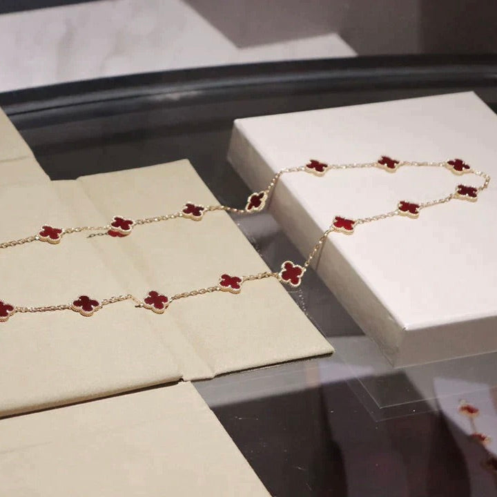 [Regal Gem]CLOVER 20 MOTIFS CARNELIAN NECKLACE