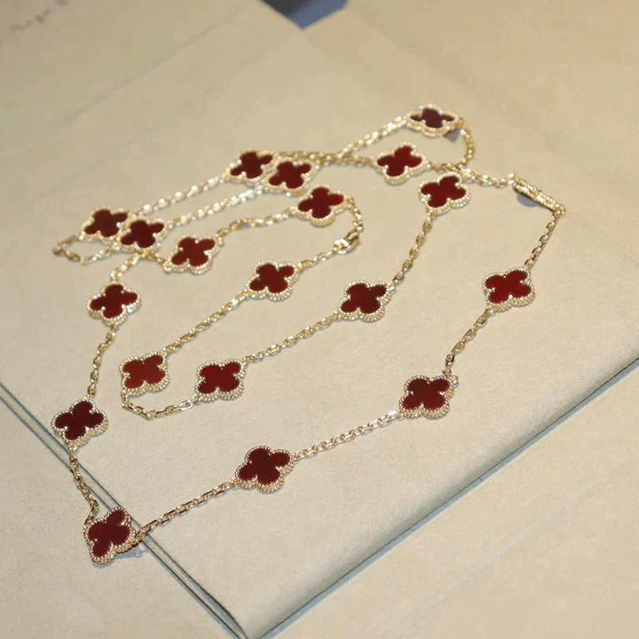 [Regal Gem]CLOVER 20 MOTIFS CARNELIAN NECKLACE