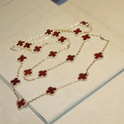 [Regal Gem]CLOVER 20 MOTIFS CARNELIAN NECKLACE