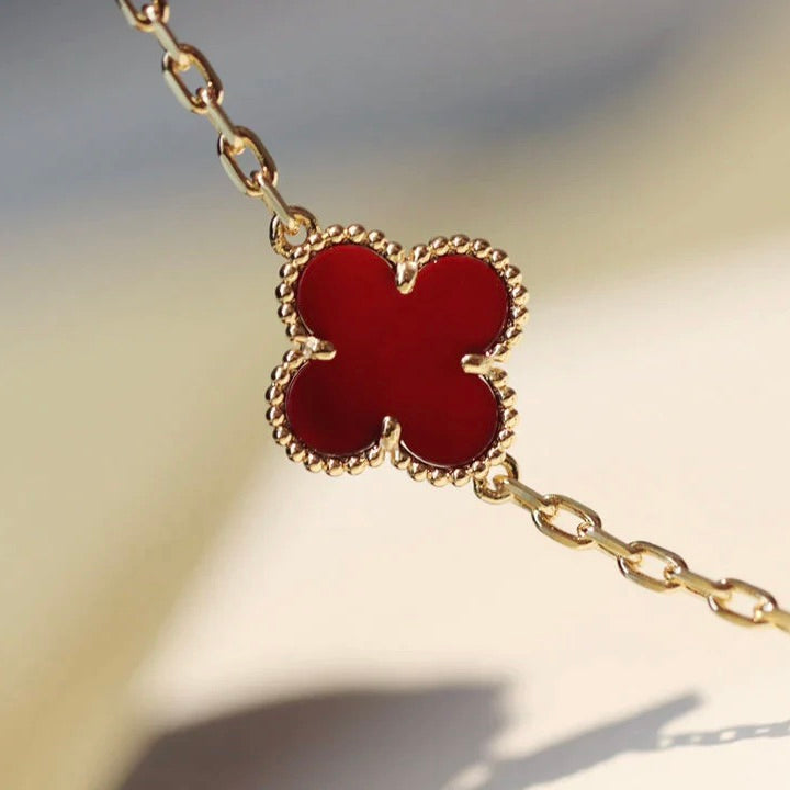 [Regal Gem]CLOVER 20 MOTIFS CARNELIAN NECKLACE