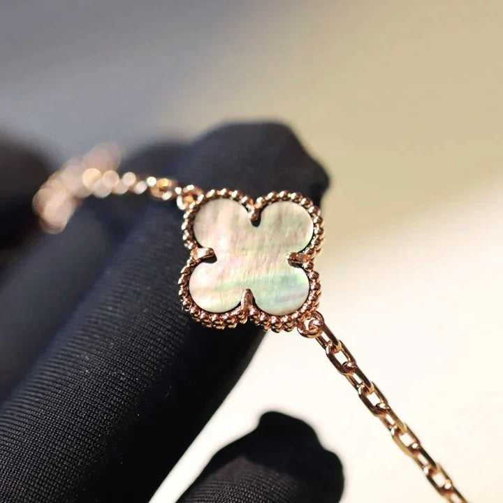 [Regal Gem]CLOVER 20 MOTIFS DARK MOP DIAMOND  NECKLACE